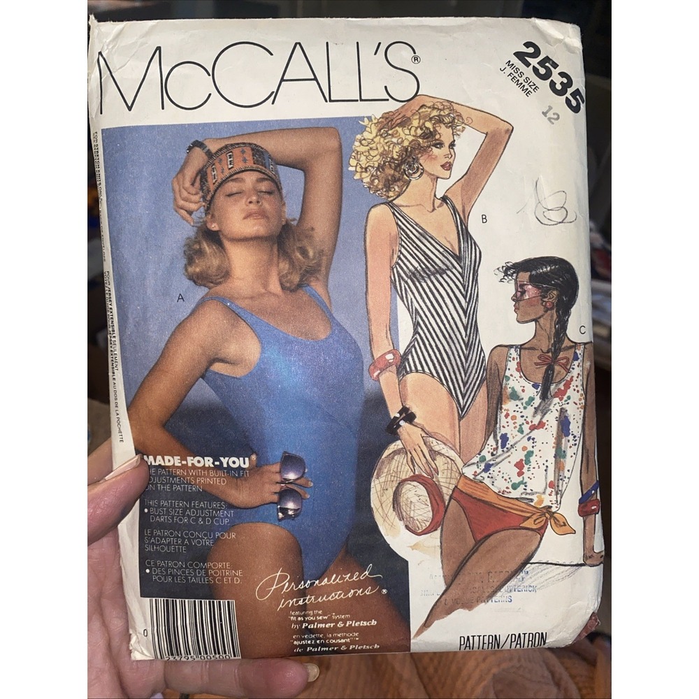 Vintage McCall's Misses' Swimsuits Pattern #2535 Size 12 Cut Complete